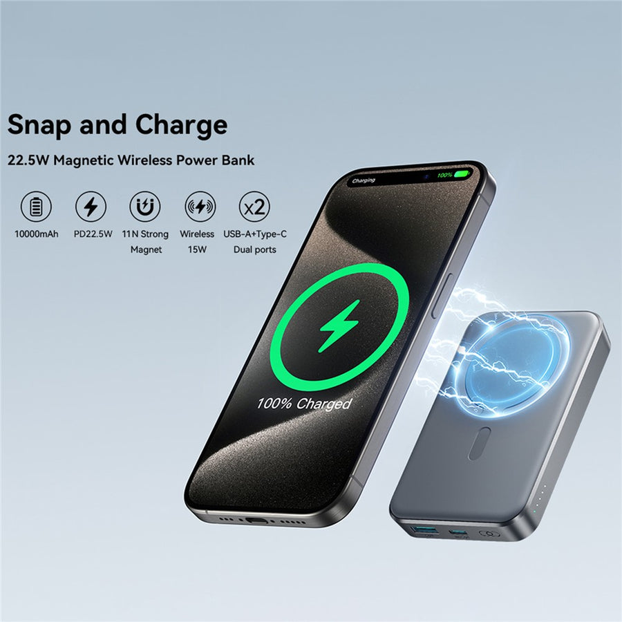JOYROOM JR-W020 10000mAh 22.5W Magnetic Wireless Power Bank with USB-A + USB-C Ports