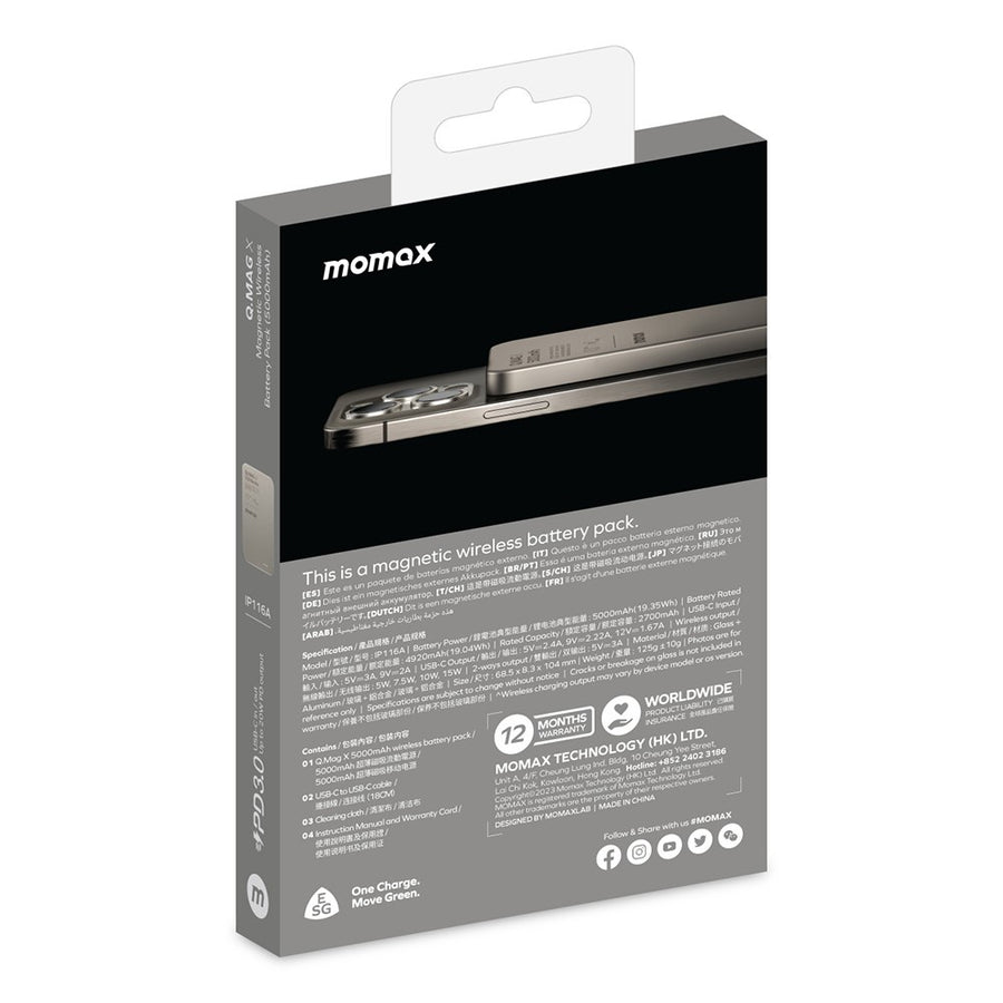 MOMAX Q.MAG X Power Bank 5000mAh, Magnetic, photo 11
