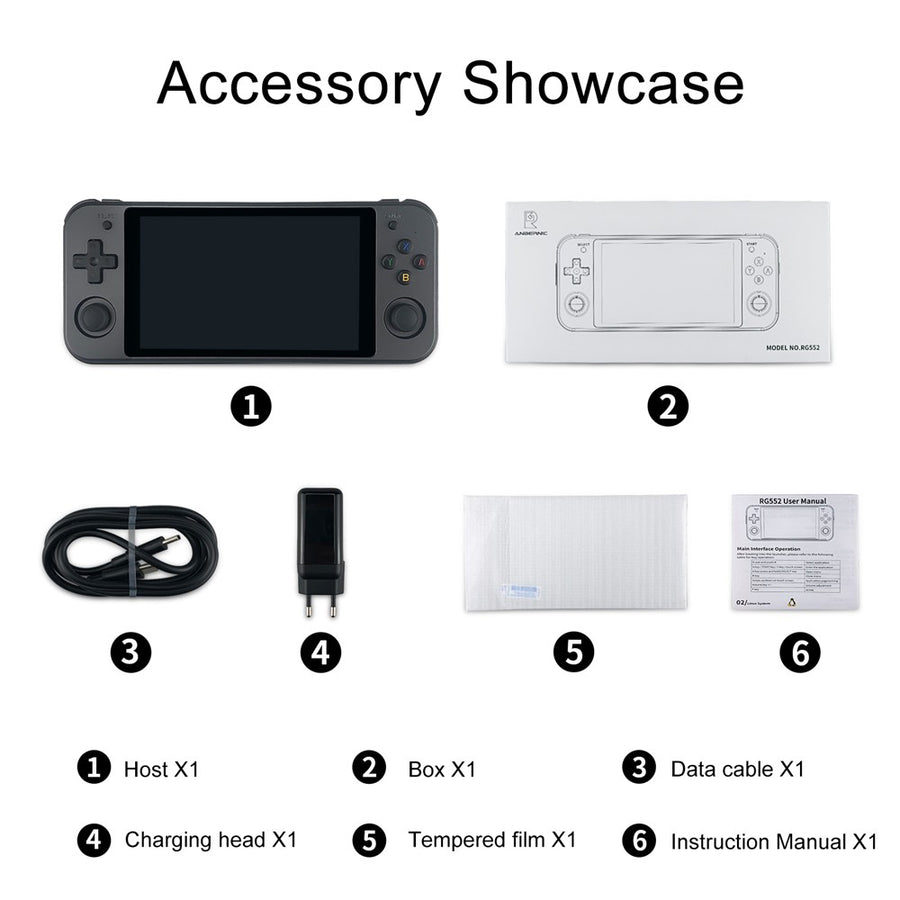ANBERNIC RG552 Handheld Video Game Console 5.36-inch 16GB + 128GB Dual Systems Android / Linux (English Version)