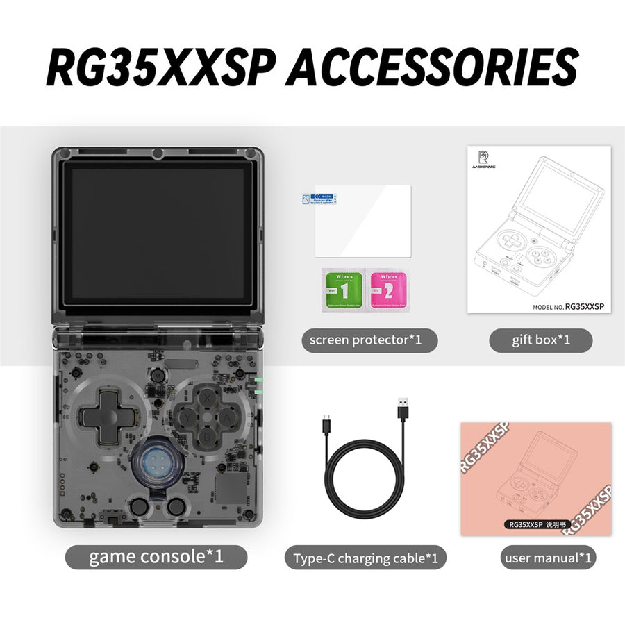 ANBERNIC RG35XXSP Retro Flip Handheld Game Console 64GB+128GB Video Game Player (English Version)