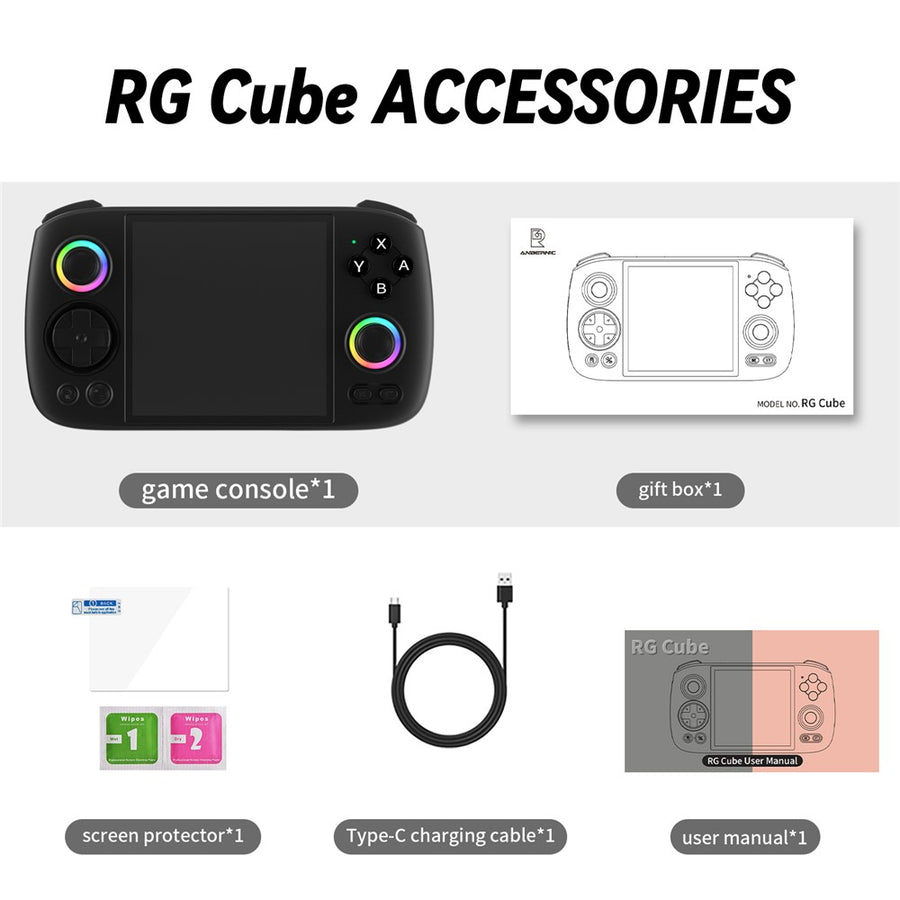 ANBERNIC RG Cube 3.95-inch IPS Screen Portable Handheld Game Console, with 128 TF Card