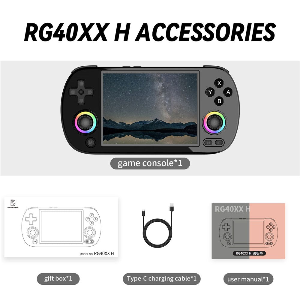ANBERNIC RG40XXH 4.0 Inch IPS Screen 64G Bluetooth + WiFi Handheld Video Game Console, with 256G TF Card