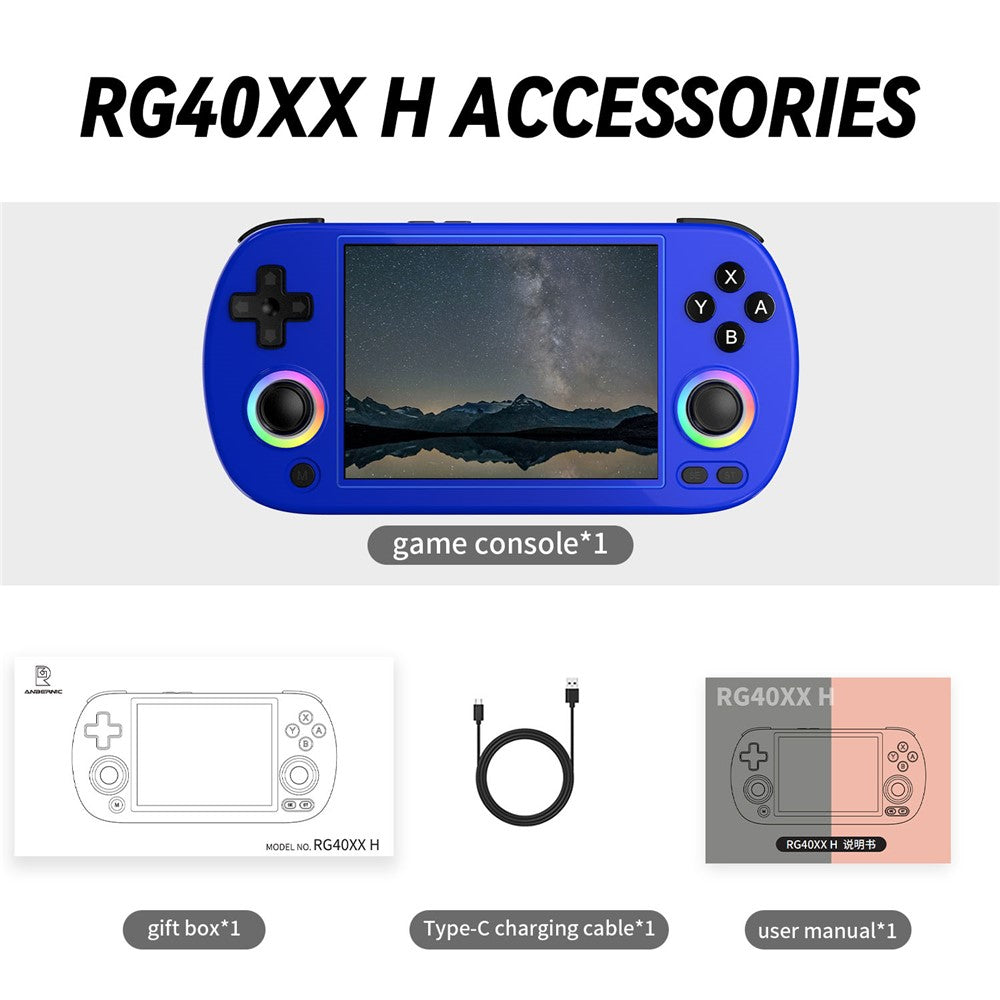 ANBERNIC RG40XXH 4.0 Inch IPS Screen 64G Bluetooth + WiFi Handheld Video Game Console, with 128G TF Card