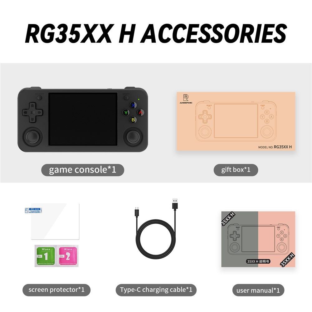 ANBERNIC RG35XXH Linux System 3.5-inch IPS Screen Retro Game Console with HD Output (English Version), 64+128G