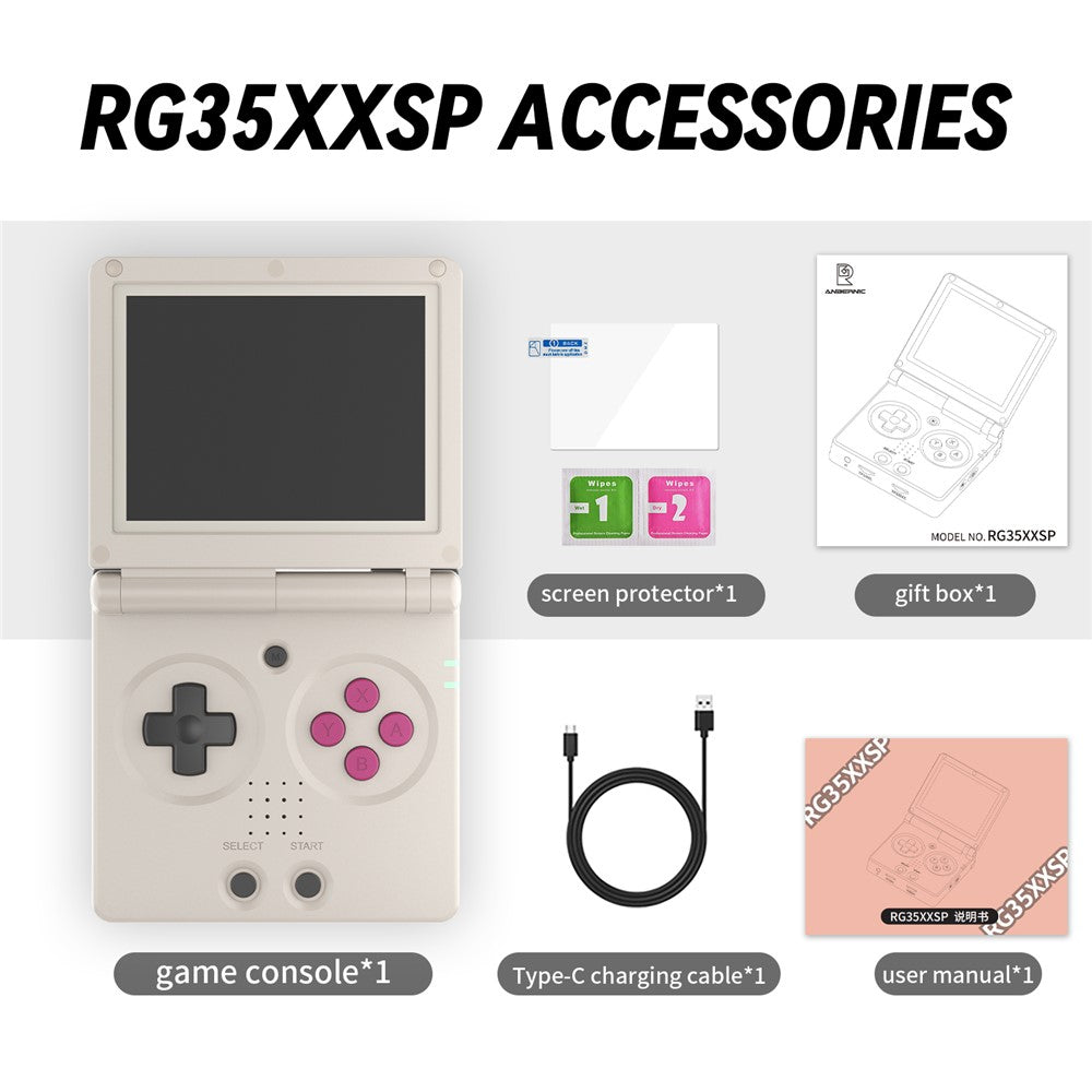 ANBERNIC RG35XXSP 3.5-inch Screen Flip Handheld Gaming Machine 64G Wireless Game Console without TF Card (English Version)
