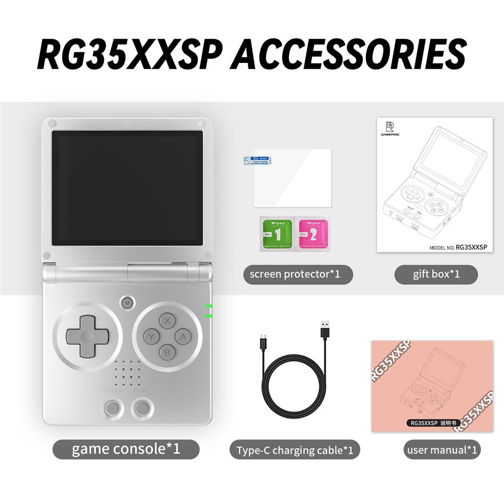 ANBERNIC RG35XXSP 3.5-inch Screen Flip Handheld Gaming Machine 64G Wireless Game Console with 128G TF Card (English Version)