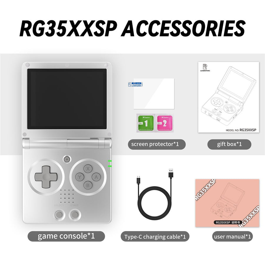 ANBERNIC RG35XXSP 3.5-inch Screen Flip Handheld Gaming Machine 64G Wireless Game Console with 128G TF Card (English Version)