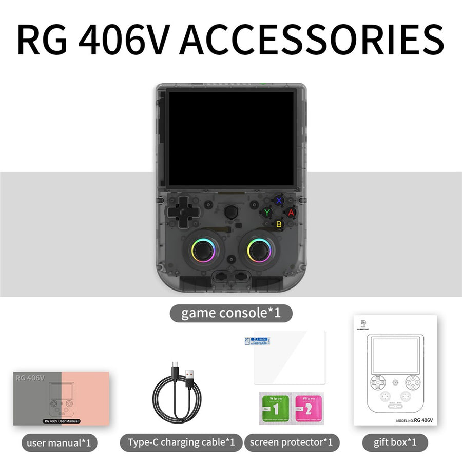 ANBERNIC RG406V Retro Handheld Game Console 4 inch 960*720P IPS Touch Screen 128G Android 13 Game Console, No TF Card