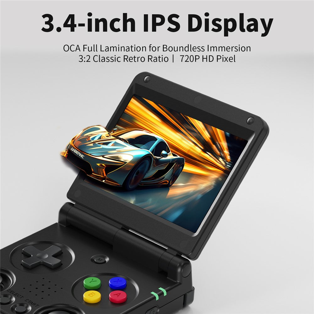 Anbernic RG34XXSP 3.4 Inch IPS Screen Retro Handheld Game Console 64GB Foldable Wireless Gamepad, without TF Card