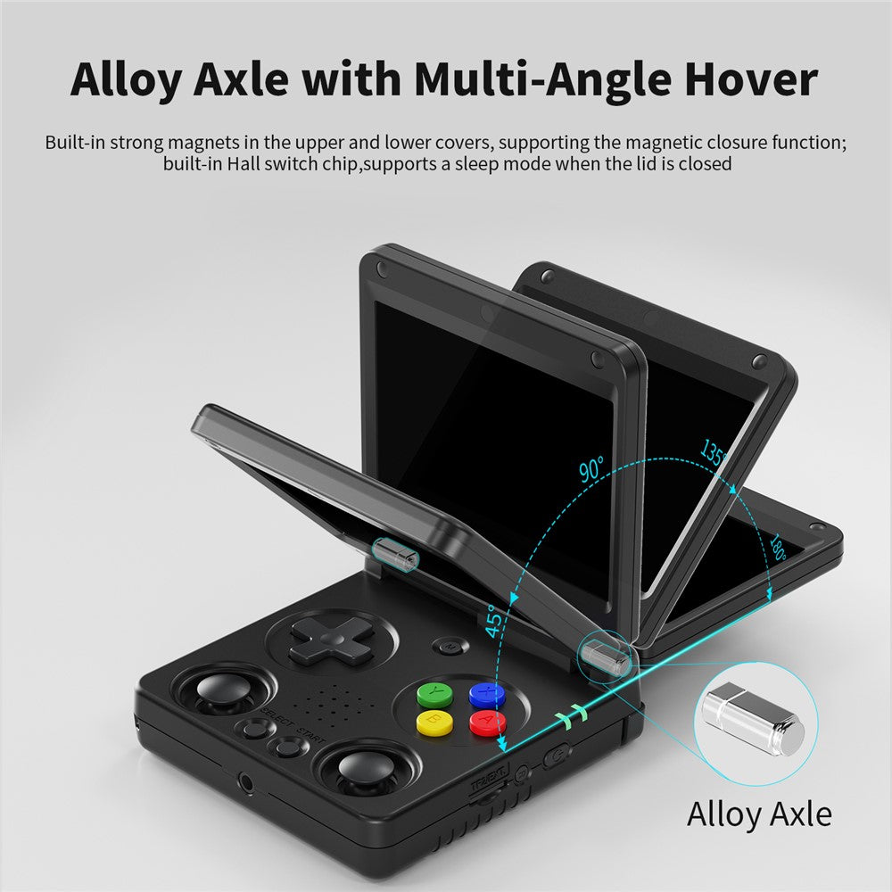 Anbernic RG34XXSP 3.4 Inch IPS Screen Retro Handheld Game Console 64GB Foldable Wireless Gamepad, with 128G TF Card