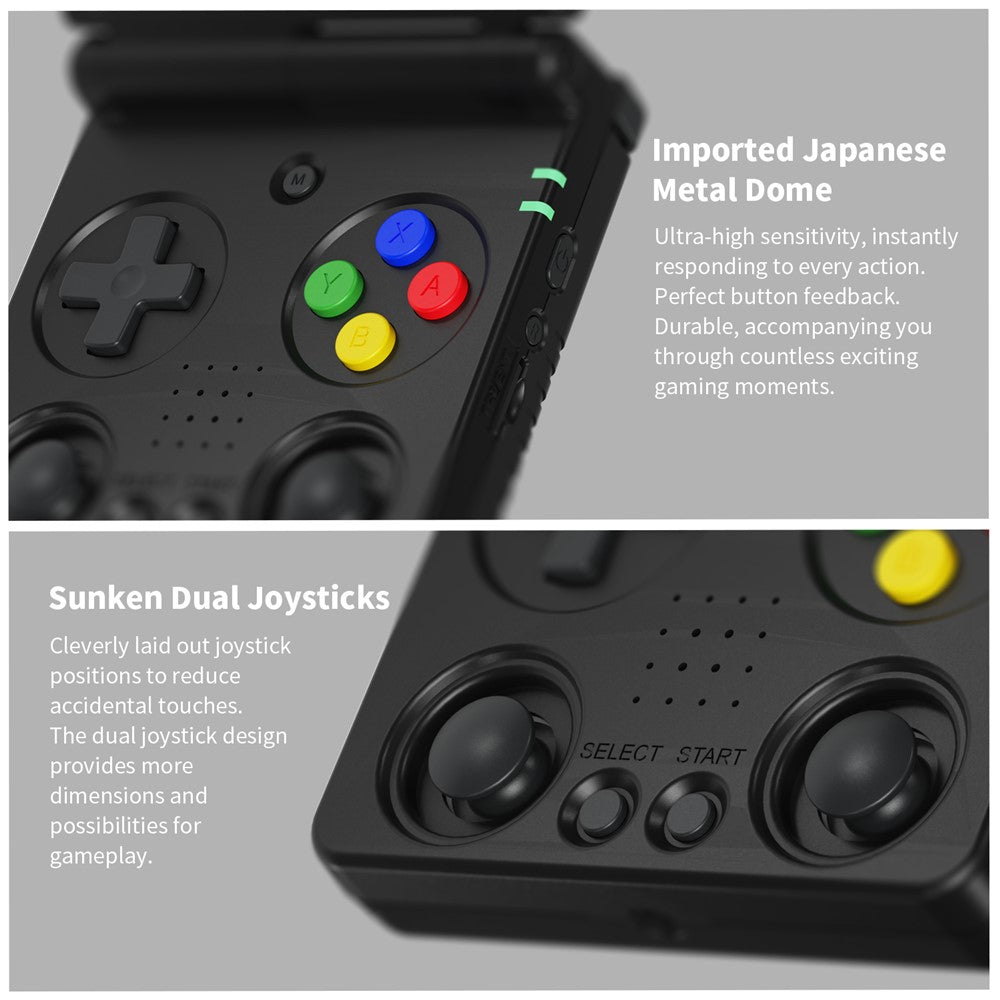 Anbernic RG34XXSP 3.4 Inch IPS Screen Retro Handheld Game Console 64GB Foldable Wireless Gamepad, with 256G TF Card