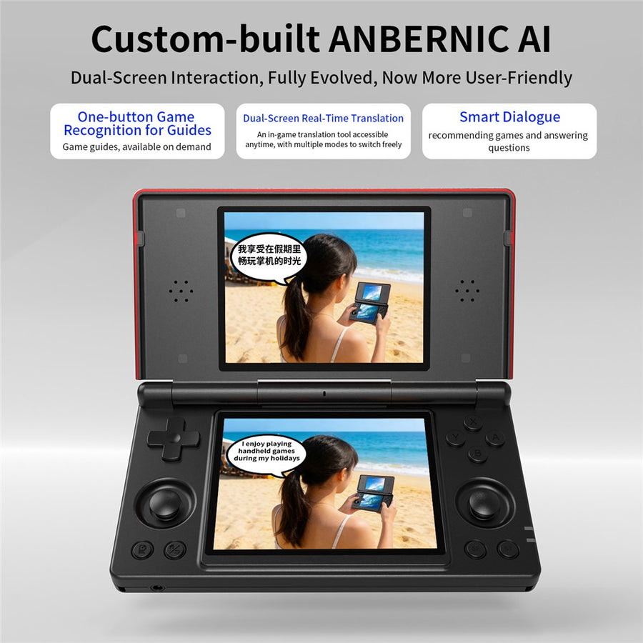 ANBERNIC RG DS Handheld Game Console Retro Arcade Android Open Source Console with Dual IPS Screens (3+32G) without Games