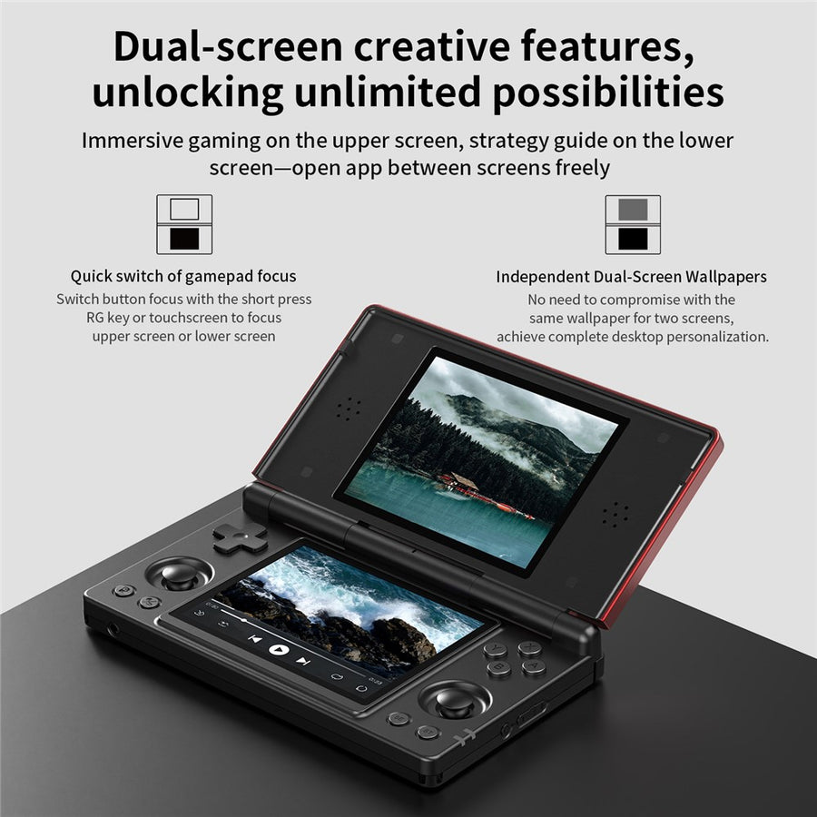 ANBERNIC RG DS Handheld Game Console Retro Arcade Android Open Source Console with Dual IPS Screens (3+32G) without Games