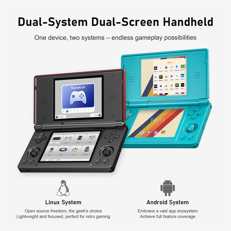ANBERNIC 256G RG DS Handheld Game Console Retro Arcade Open Source Console with Dual IPS Screens