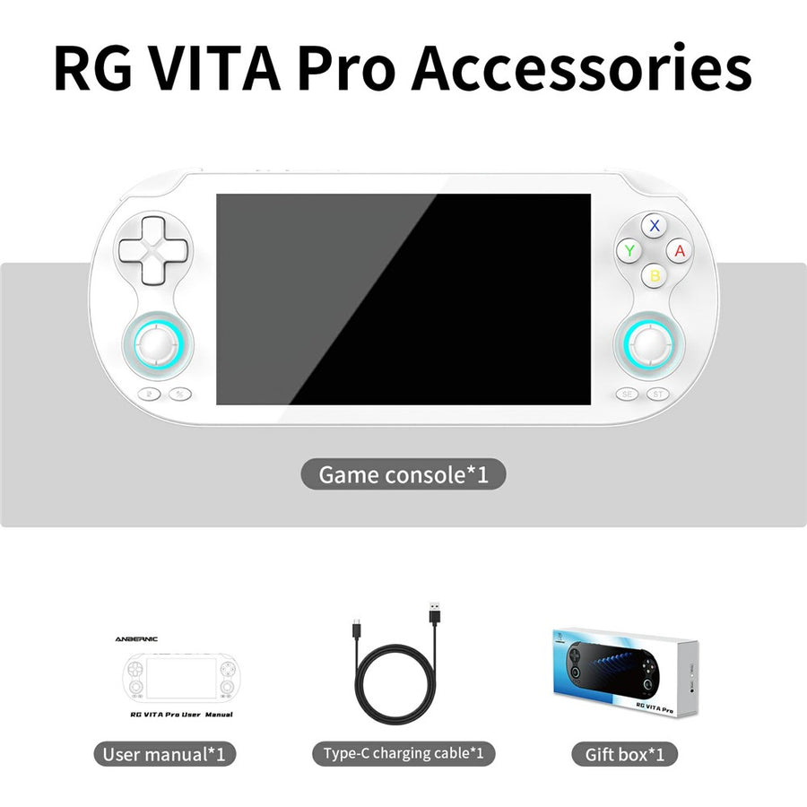 ANBERNIC RG VITA Pro Android 14 Linux Handheld Game Console Bulit in 4GB+64GB Streaming Competitive Gaming Machine with 16GB System Card