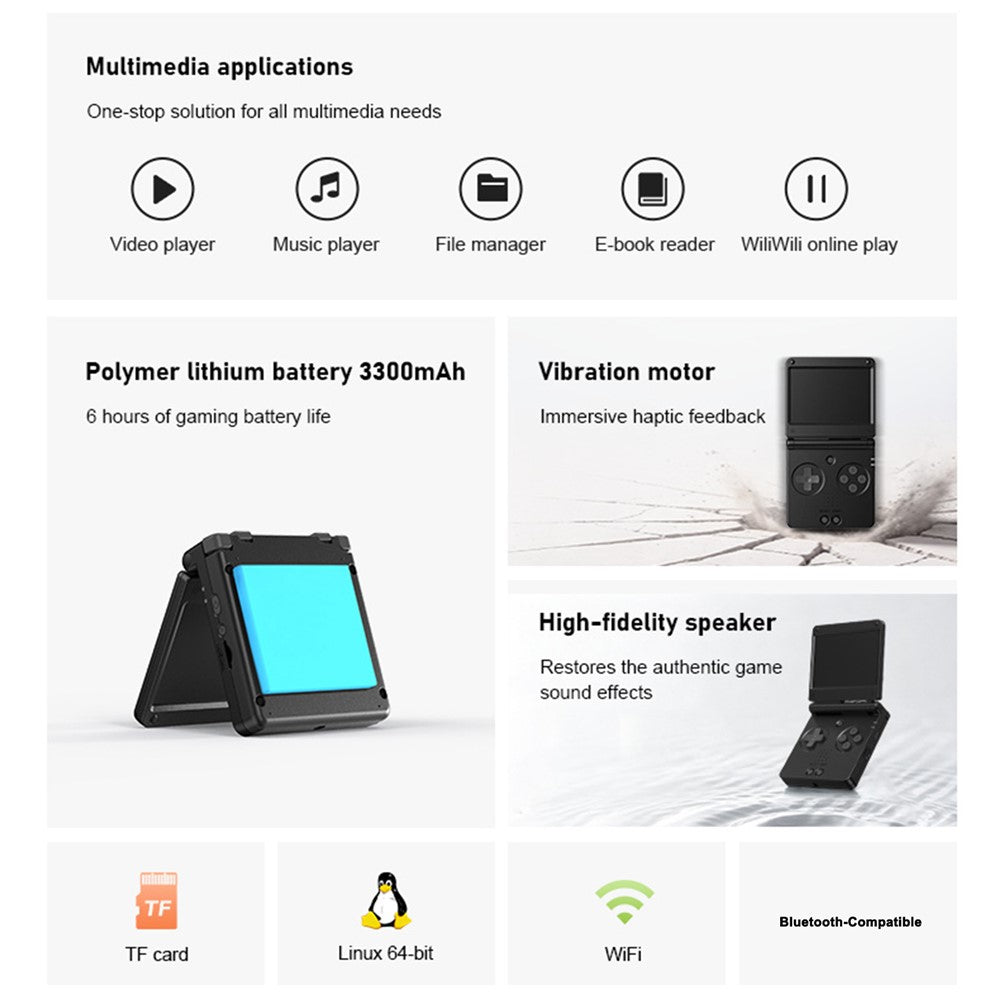 ANBERNIC RG SP 64GB Handheld Game Console 3.4 inch IPS Screen Quad-Core Clamshell Retro Gaming Device