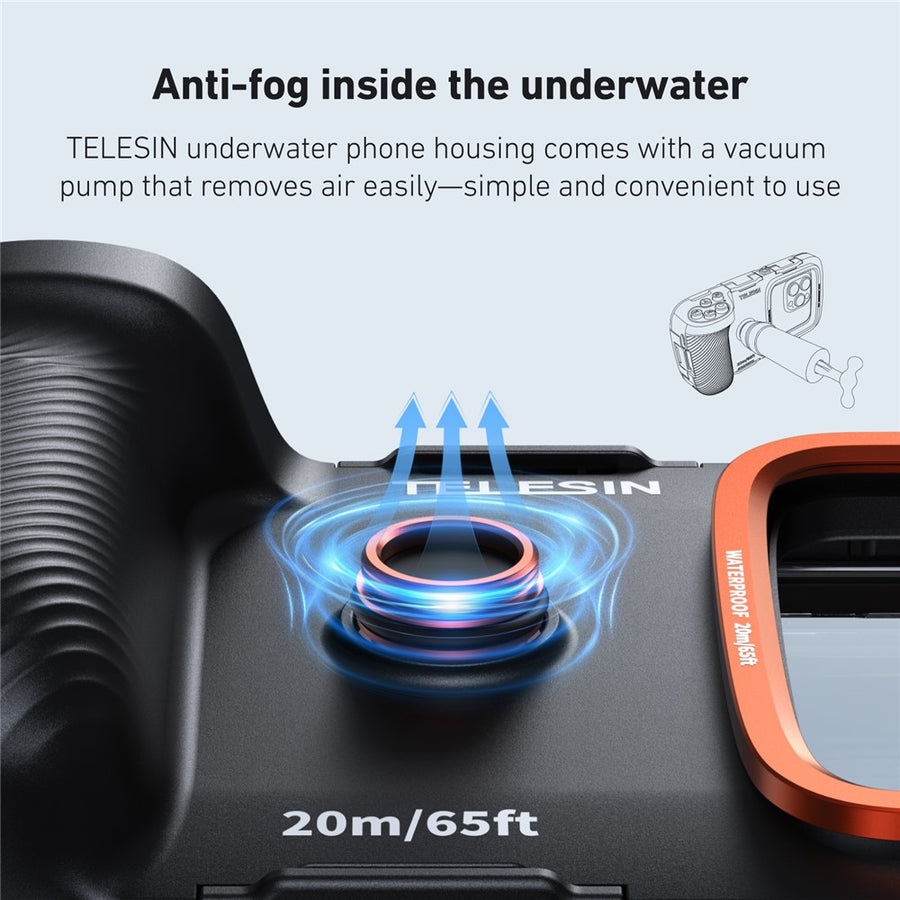 TELESIN 20m IP68 Diving Phone Housing for 5.4–6.9 inch Smartphones, Underwater Photography Case with Anti-Fog Glass, Camera Control & Color Compensation