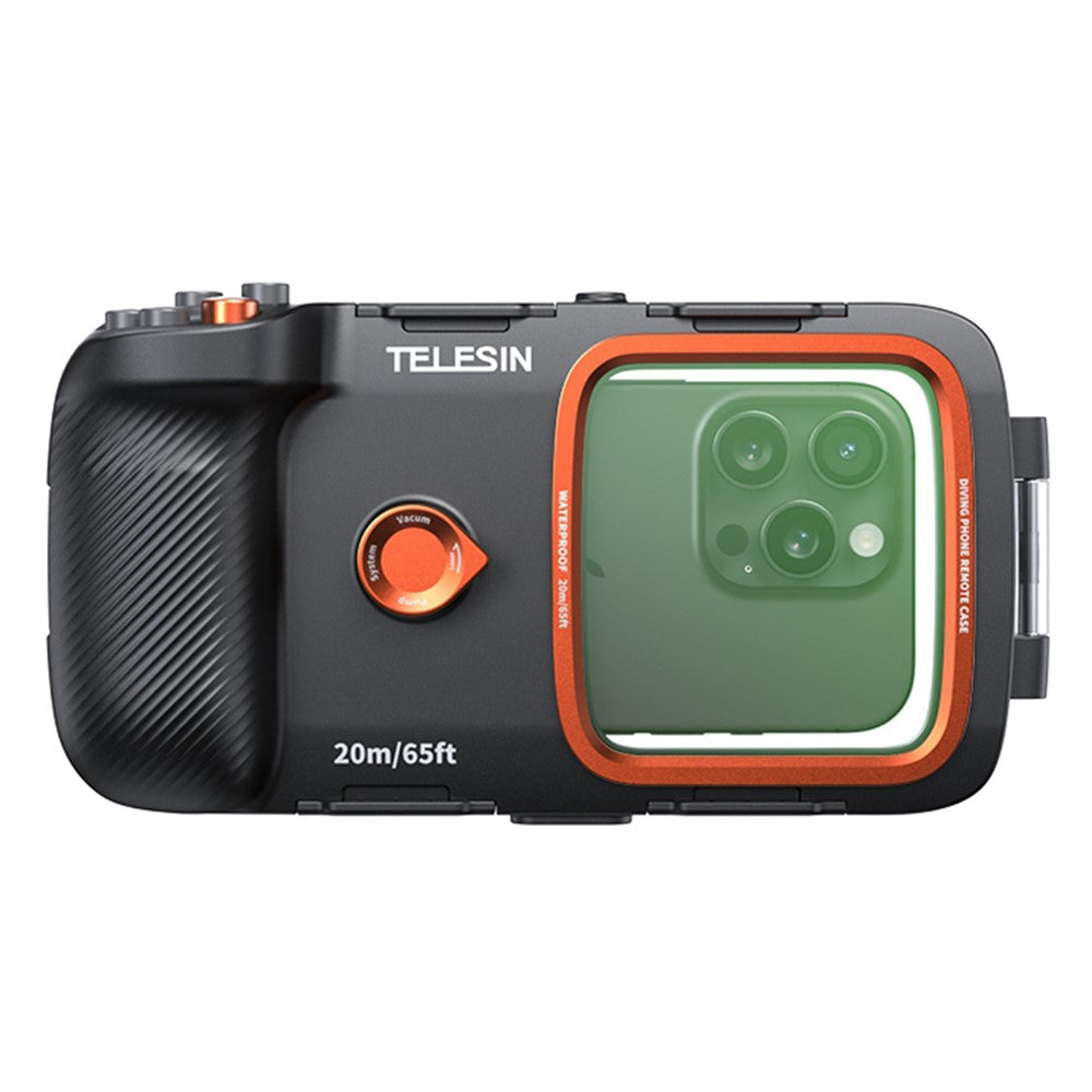 TELESIN 20m IP68 Diving Phone Housing for 5.4–6.9 inch Smartphones, Underwater Photography Case with Anti-Fog Glass, Camera Control & Color Compensation