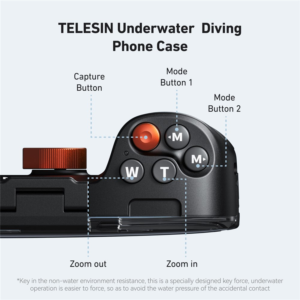 TELESIN 20m IP68 Diving Phone Housing for 5.4–6.9 inch Smartphones, Underwater Photography Case with Anti-Fog Glass, Camera Control & Color Compensation