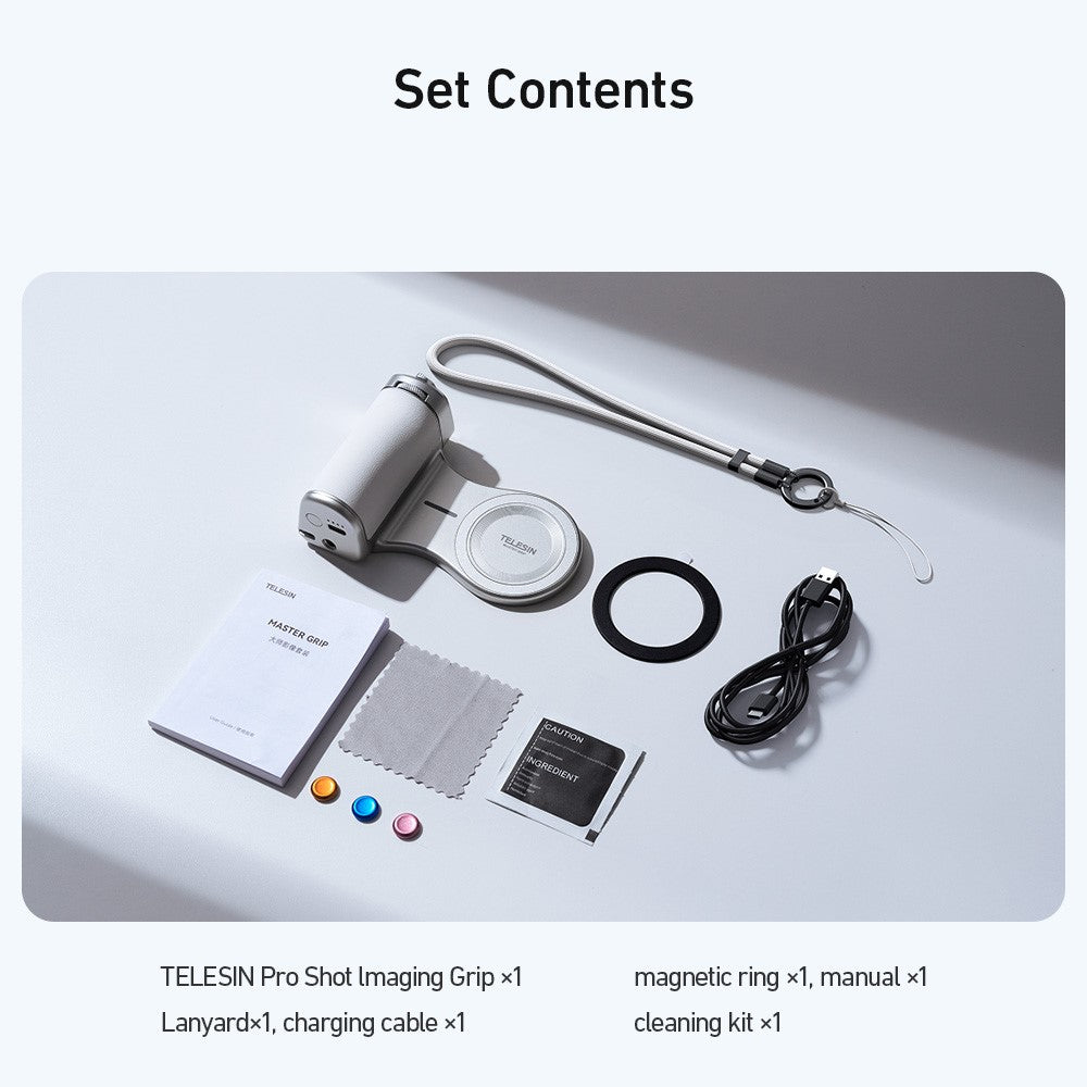 TELESIN P5-MP-003WH Pro Shot Imaging Grip for iPhone Photography Handle Power Bank Wireless Charging Camera Controller