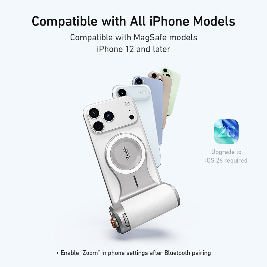 TELESIN P5-MP-003WH Pro Shot Imaging Grip for iPhone Photography Handle Power Bank Wireless Charging Camera Controller