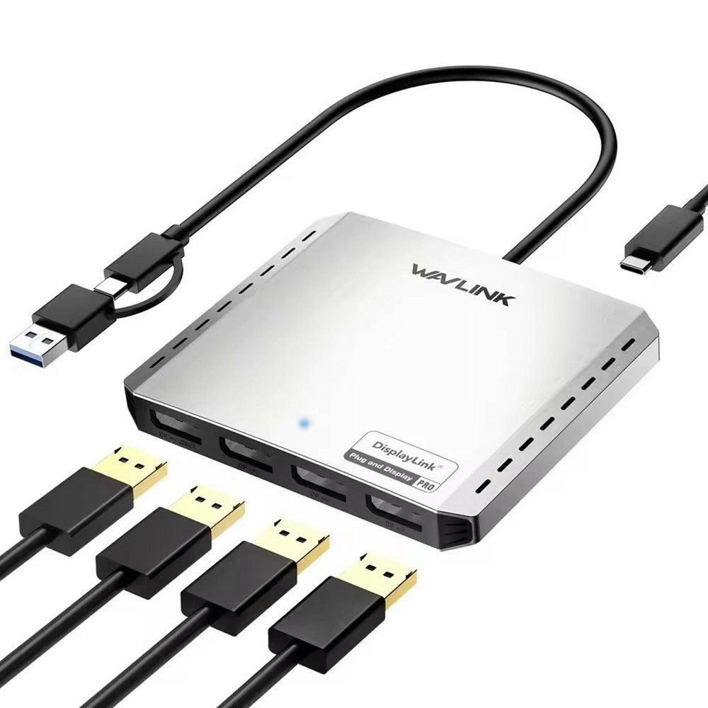 WAVLINK WL-UG7501D-PD 4 DP Converter 4K / 8K Display Adapter with 85W Upstream Charging for Intel  /  M1  /  M2  /  M3  /  M4 Mac and Windows