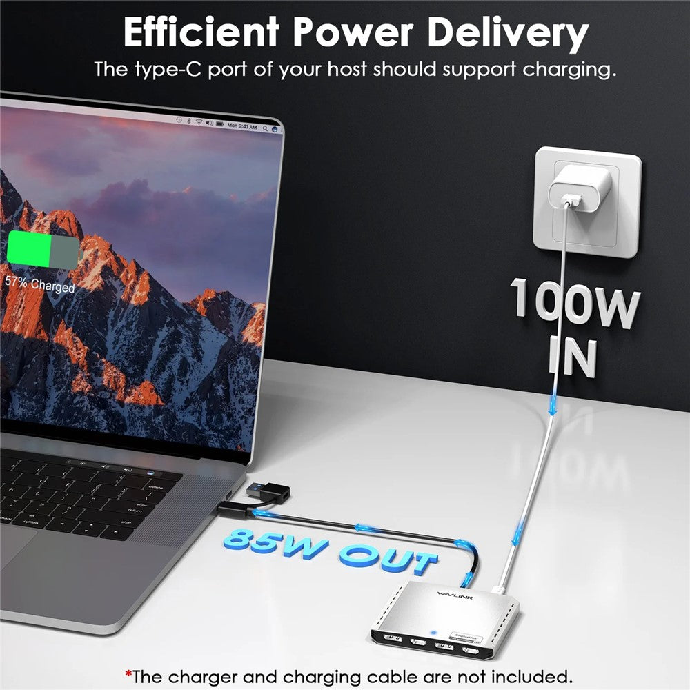 WAVLINK WL-UG7501D-PD 4 DP Converter 4K / 8K Display Adapter with 85W Upstream Charging for Intel  /  M1  /  M2  /  M3  /  M4 Mac and Windows