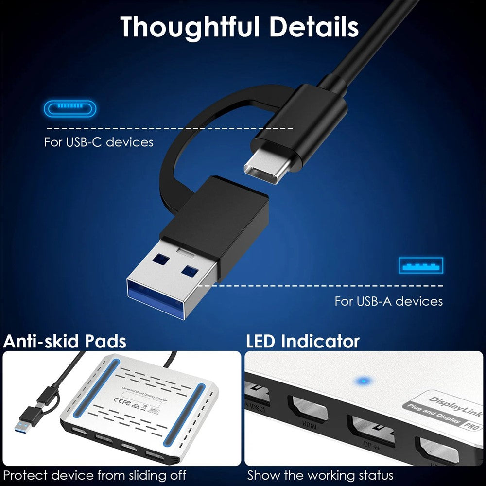 WAVLINK WL-UG7501D-PD 4 DP Converter 4K / 8K Display Adapter with 85W Upstream Charging for Intel  /  M1  /  M2  /  M3  /  M4 Mac and Windows