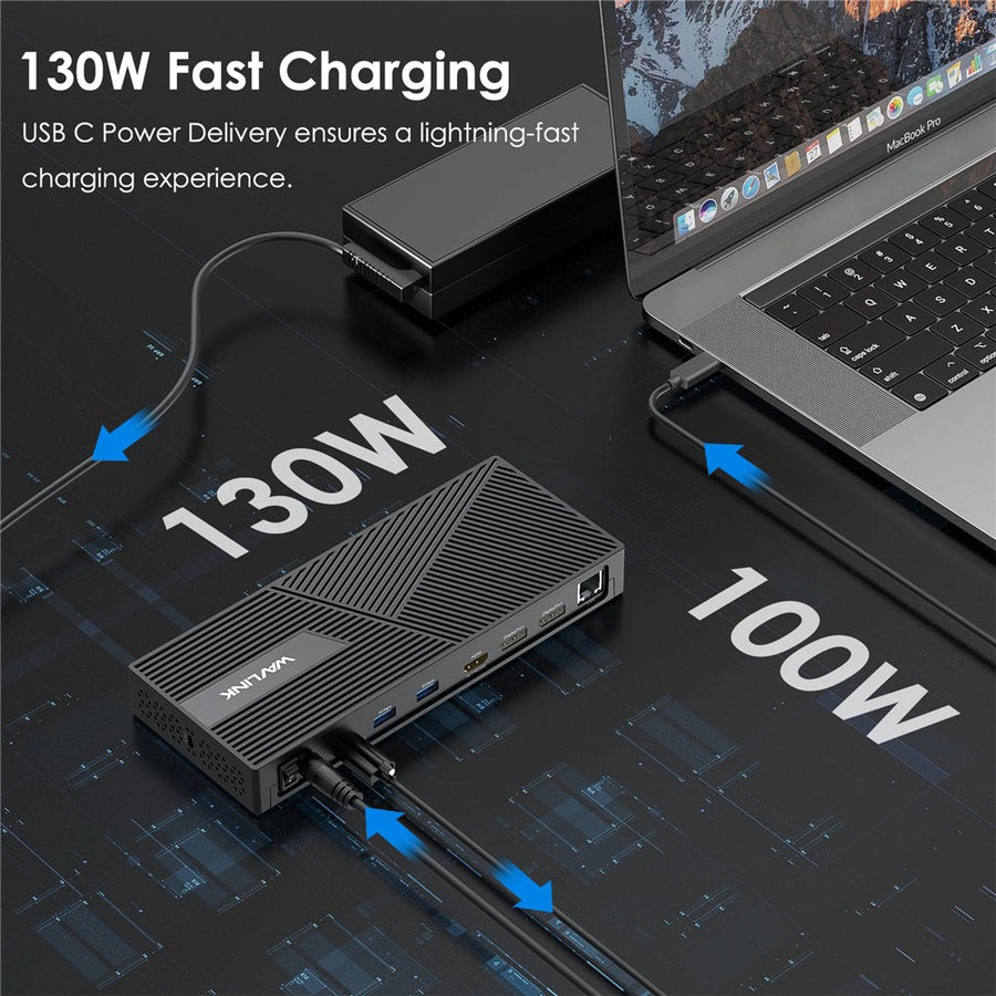 WAVLINK UG69PD24PRO 12 in 1 Docking Station Triple 4K Display Support PD 130W Fast Charging
