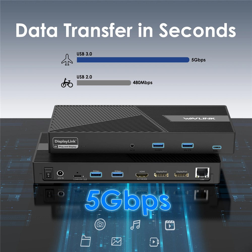 WAVLINK UG69PD24PRO 12 in 1 Docking Station Triple 4K Display Support PD 130W Fast Charging