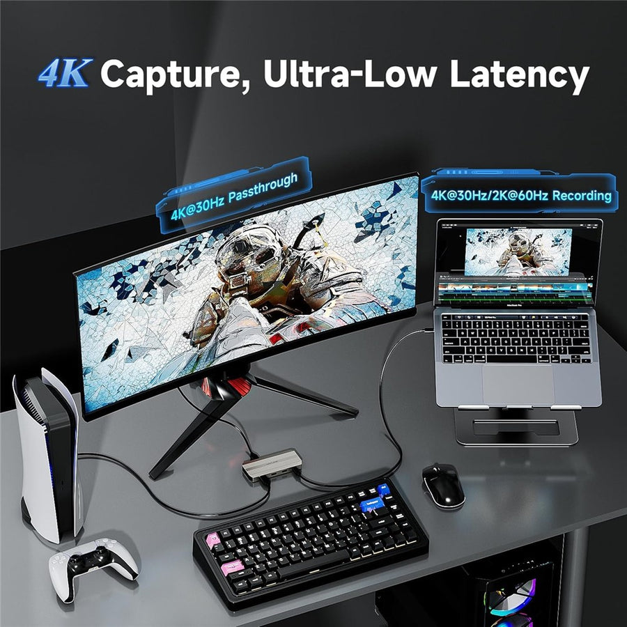 WAVLINK WL-VR204 4K HD Video Capture Card 100W PD Video Hub Streaming Recorder Adapter for Gaming Live