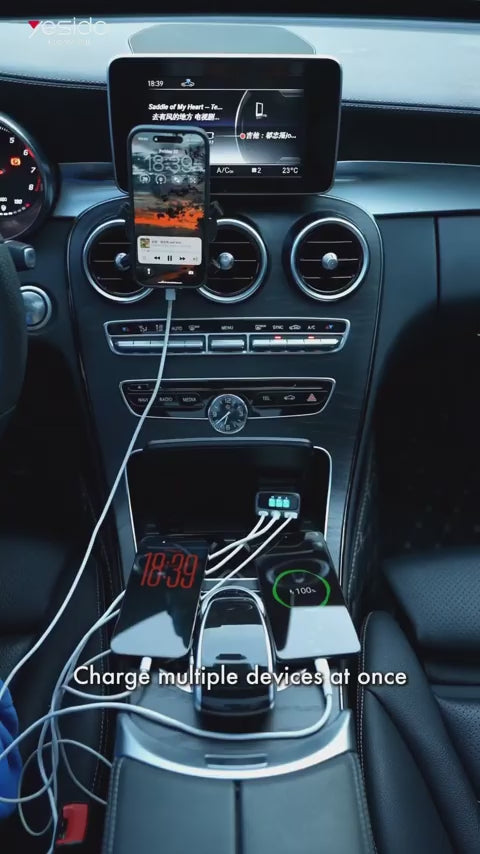 YESIDO 105W TFT Smart-Display Car Charger
