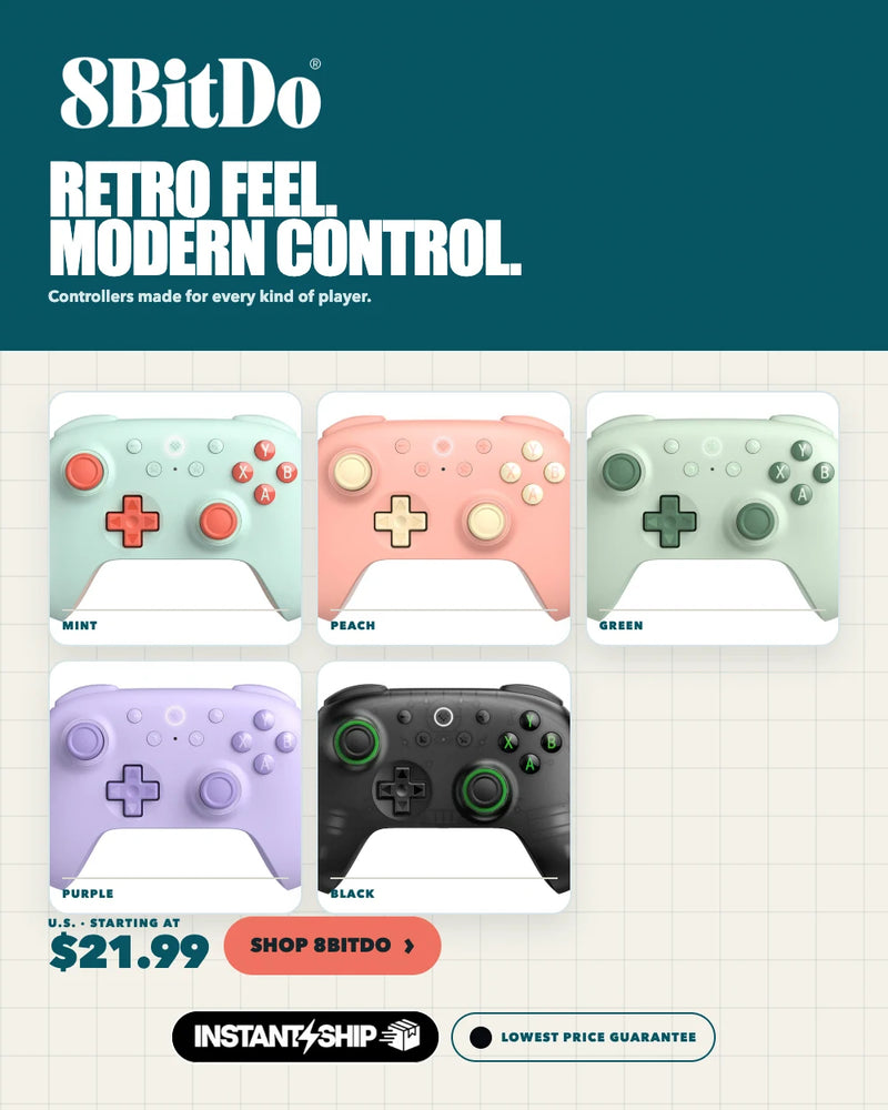 8BitDo retro-styled wireless controllers.