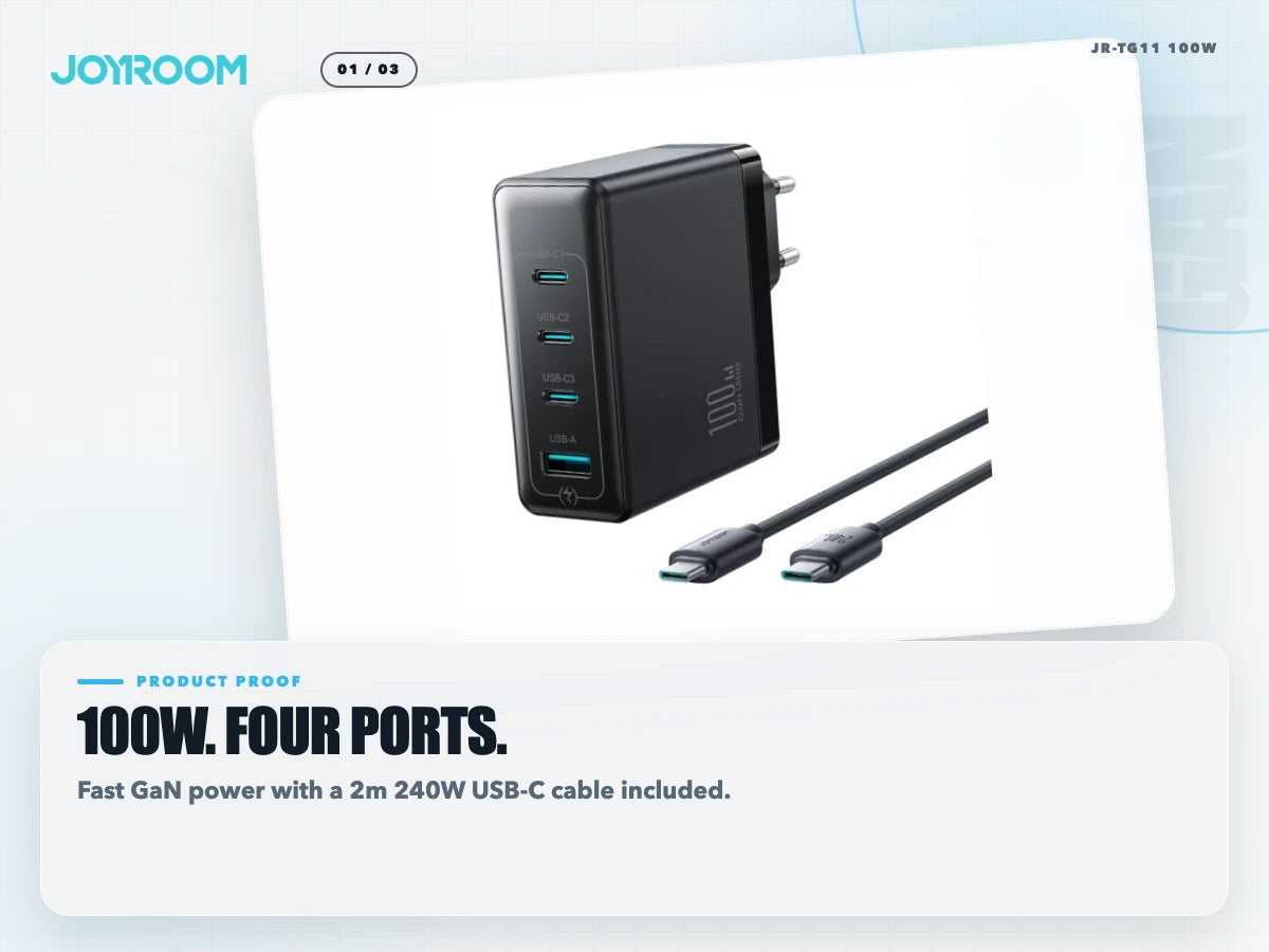 100W. Four ports.