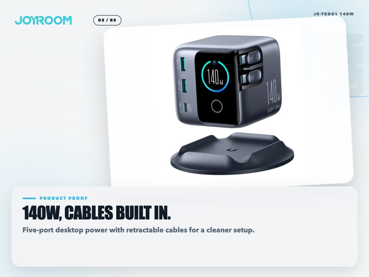 140W, cables built in.