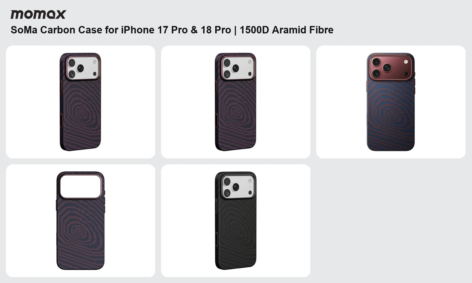 MOMAX SoMa Carbon Case for iPhone 17 Pro & 18 Pro features