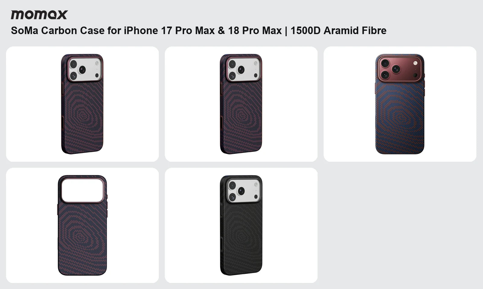 MOMAX SoMa Carbon Case for iPhone 17 Pro Max & 18 Pro Max features