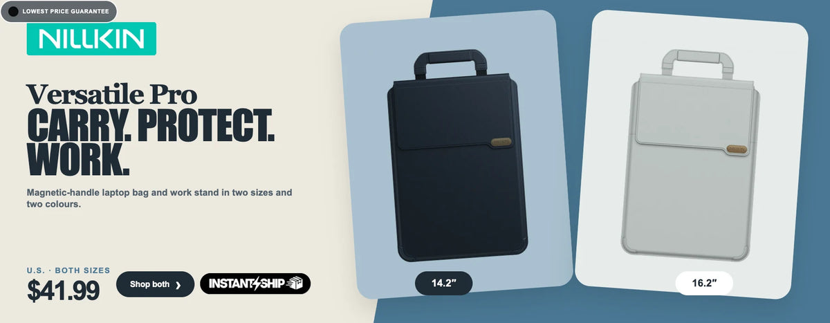 Nillkin Versatile Pro laptop sleeve for 14 and 16 inch machines.