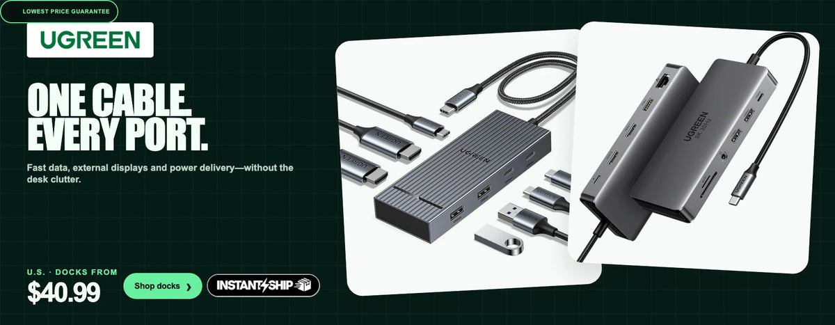 UGREEN multi-port docking stations for laptops.
