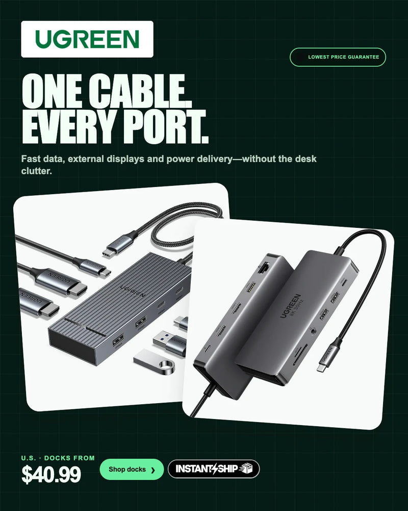 One cable, full desk