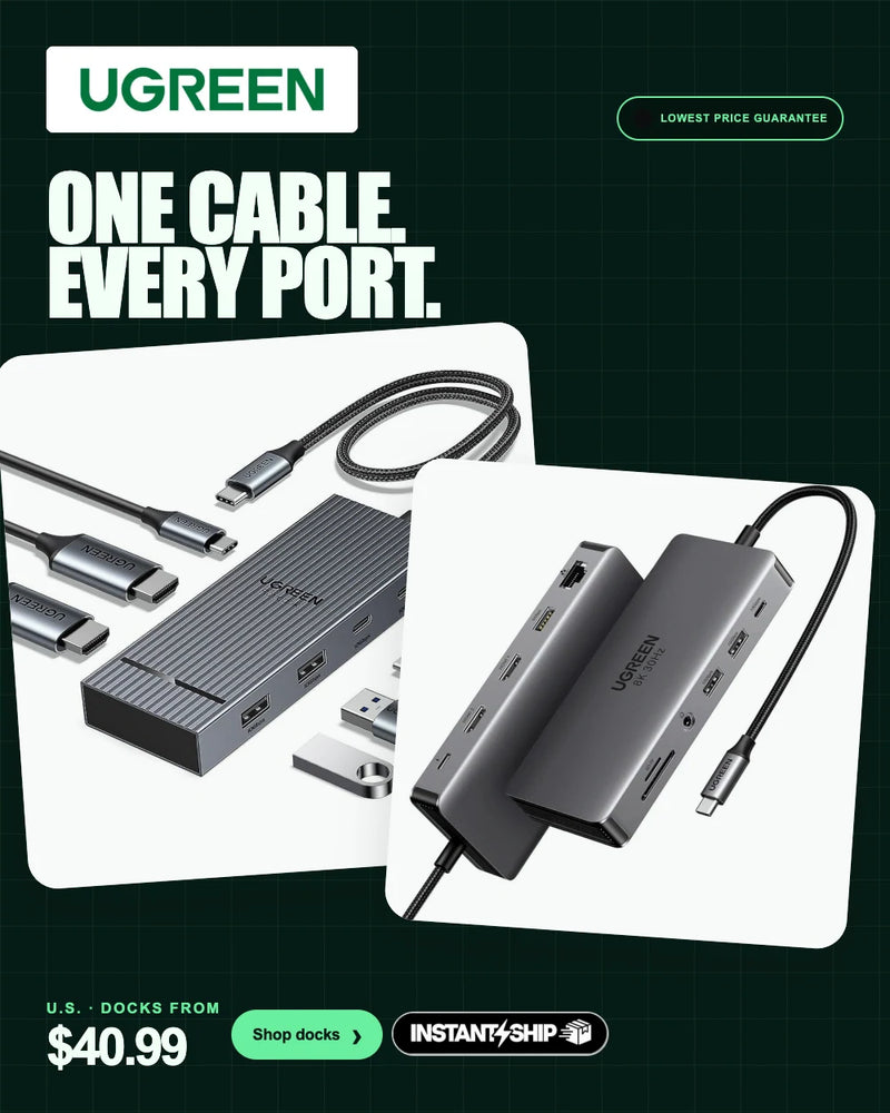 UGREEN multi-port docking stations for laptops.